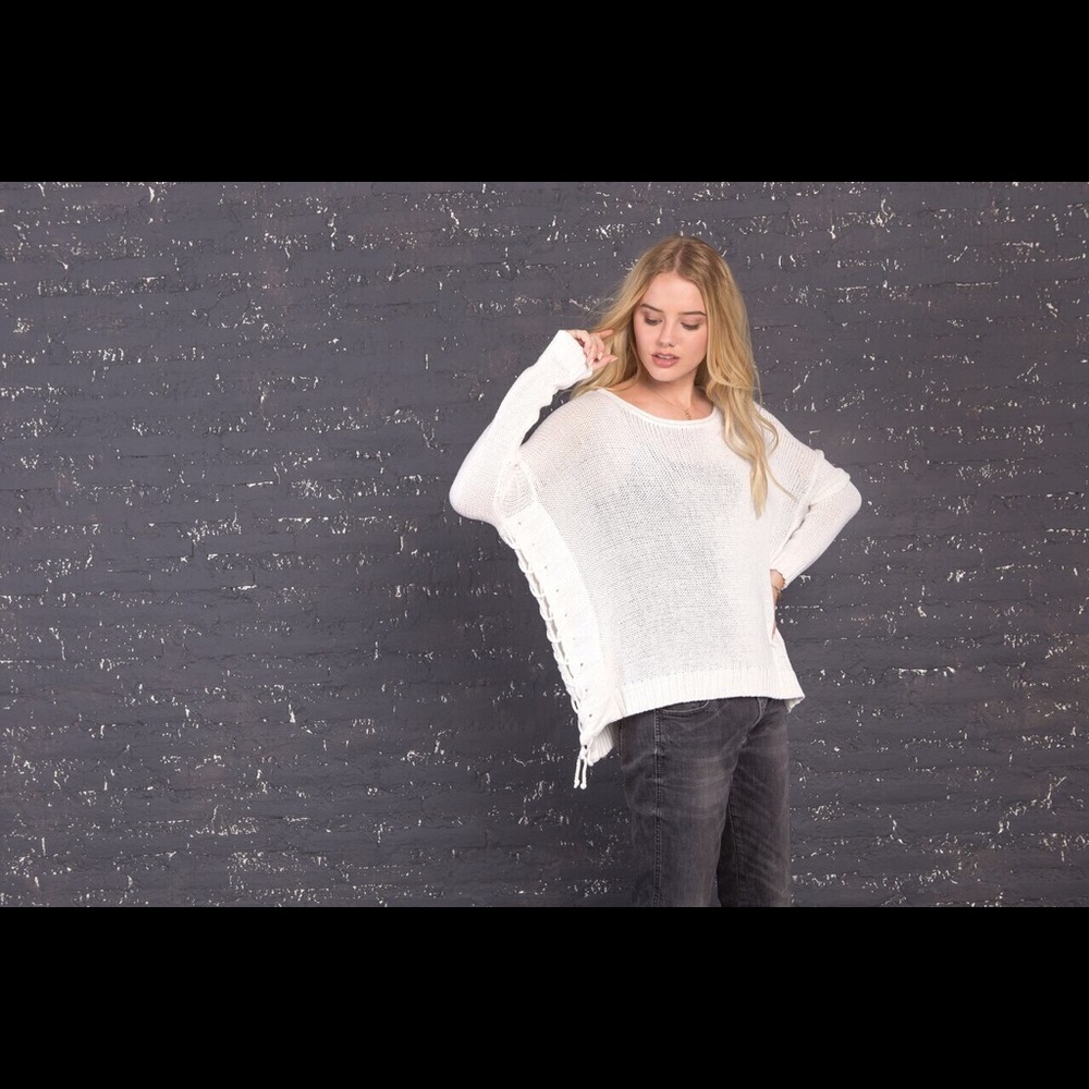 Harbored Lace Cotton Sweater Top